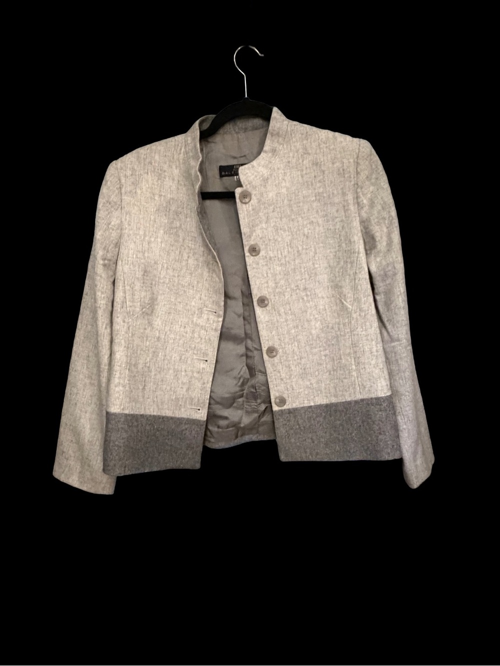 Balenciaga Two-Tone Gray Collarless Wool Blend Jacket